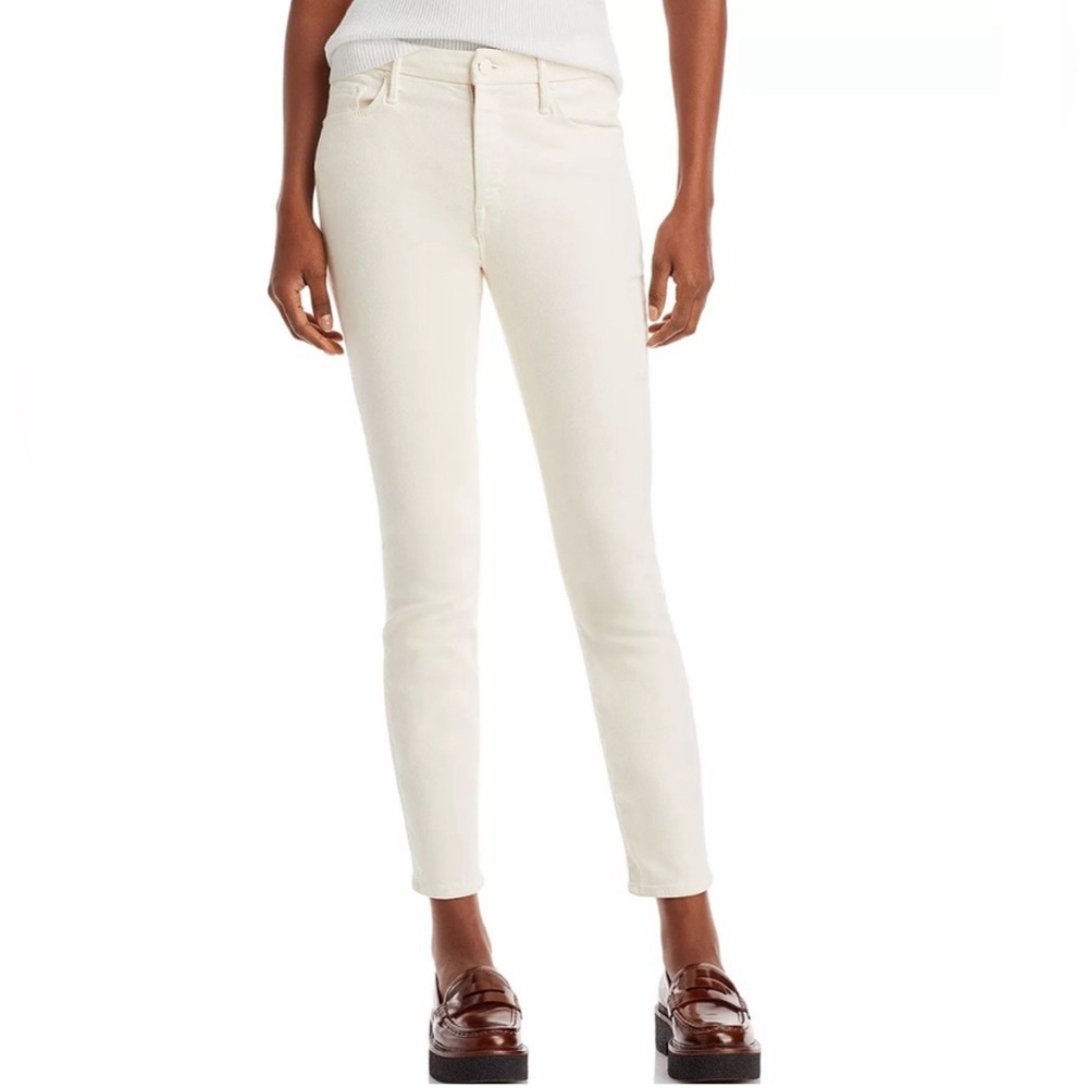 MOTHER The Looker Skinny Jeans in If You Think I’m Sexy Coated White.‎